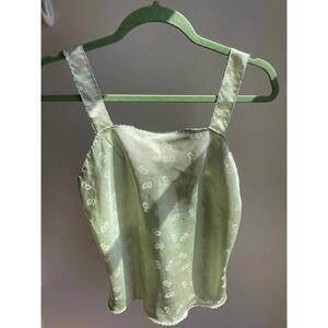 Silky Floral Green Y2k Lingerie Tank Top